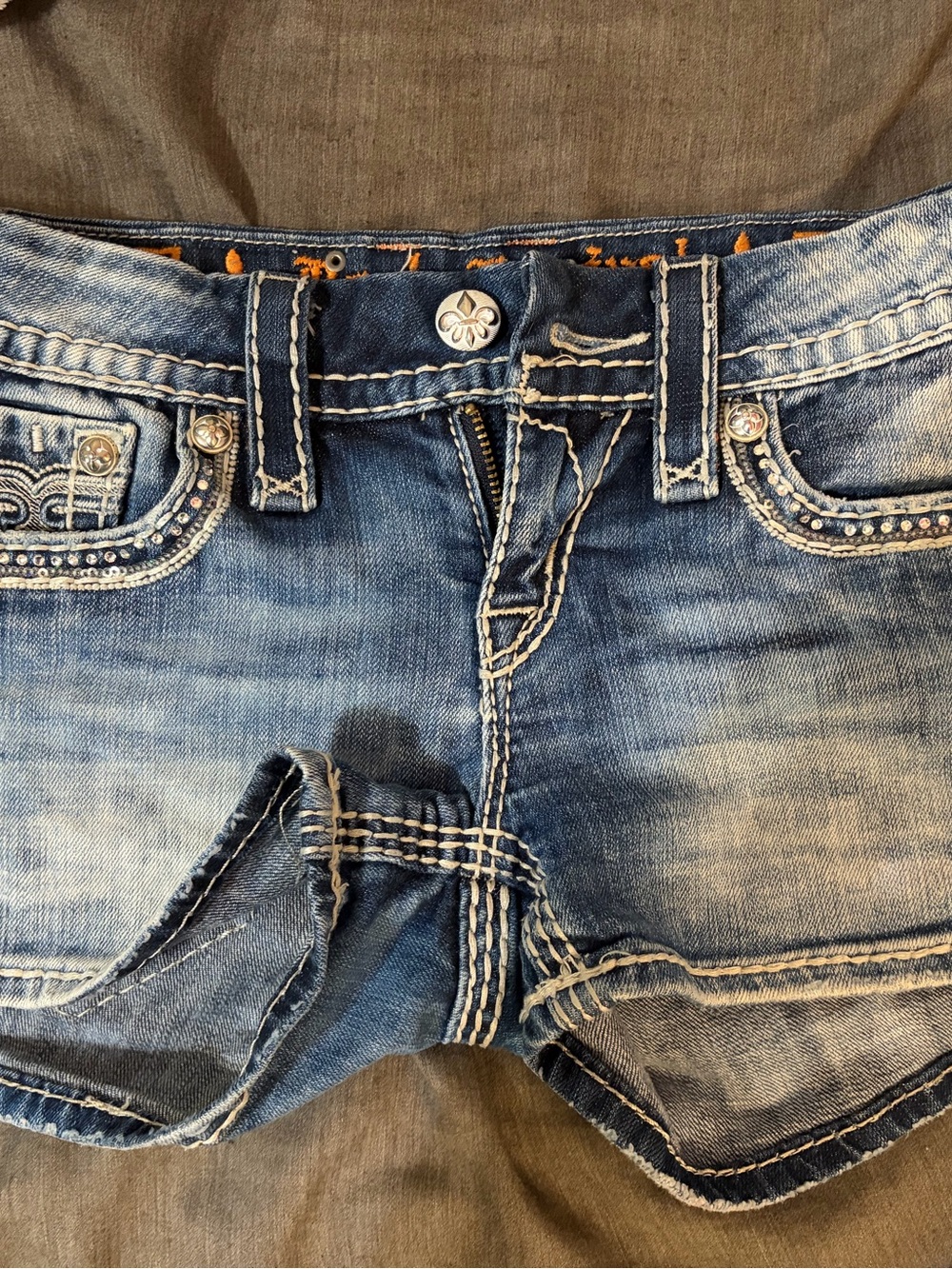 Rock Revival Distressed Light Blue Denim Jean Shorts